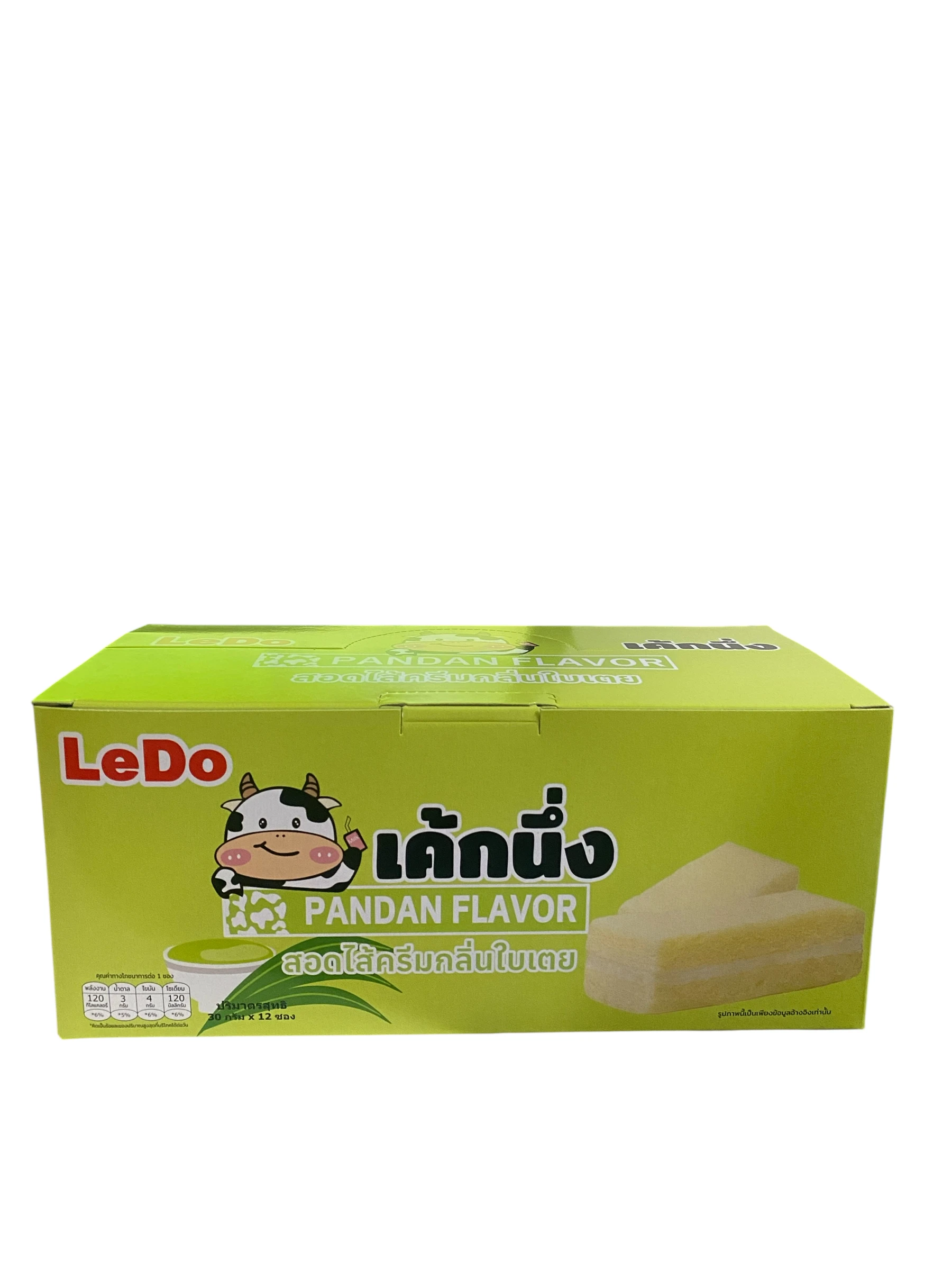 ขนมลีโด้ เค้กนึ่ง สอดไส้ครีมใบเตย 1 แพ็ค/ 12 ชิ้น 30 กรัม