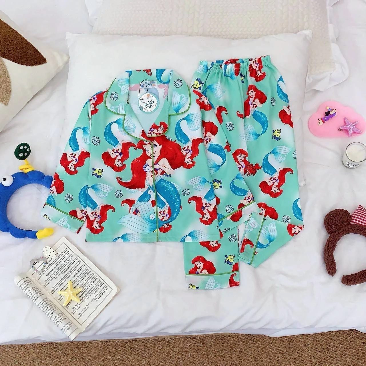 ชุดนอนเด็กเจ้าหญิง disney มี 3 สี  ชมพู ฟ้า เขียว