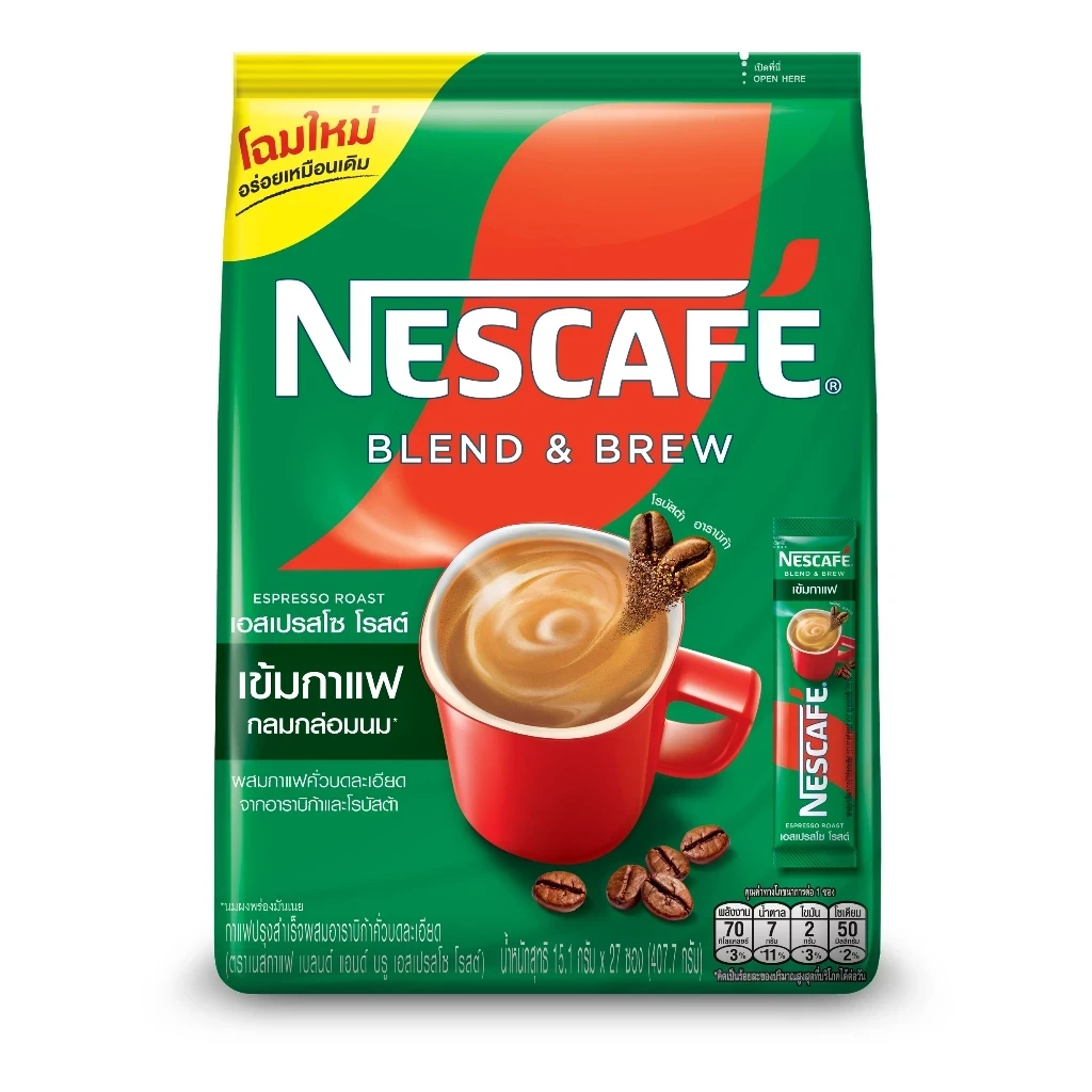 NESCAFÉ Blend & Brew Instant Coffee 3in1 เนสกาแฟ เบลนด์ แอนด์ บรู กาแฟปรุงสำเร็จ 3อิน1 แบบถุง 27 ซอง (แพ็ค 3 ถุง)