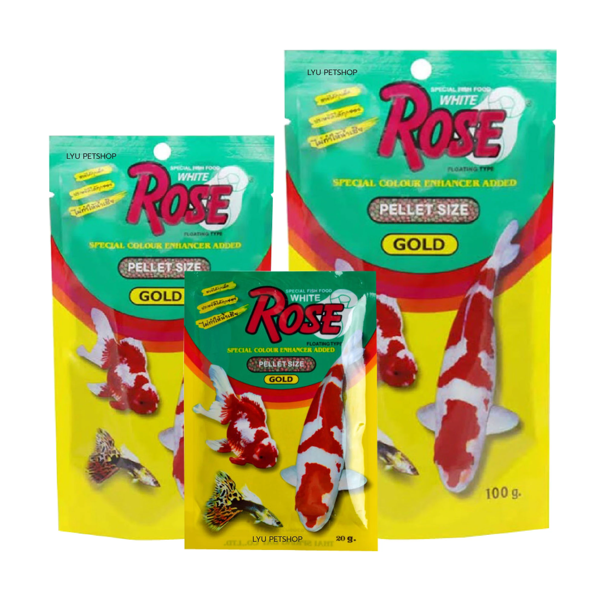 อาหารปลาตราไวท์โรส100กรัม