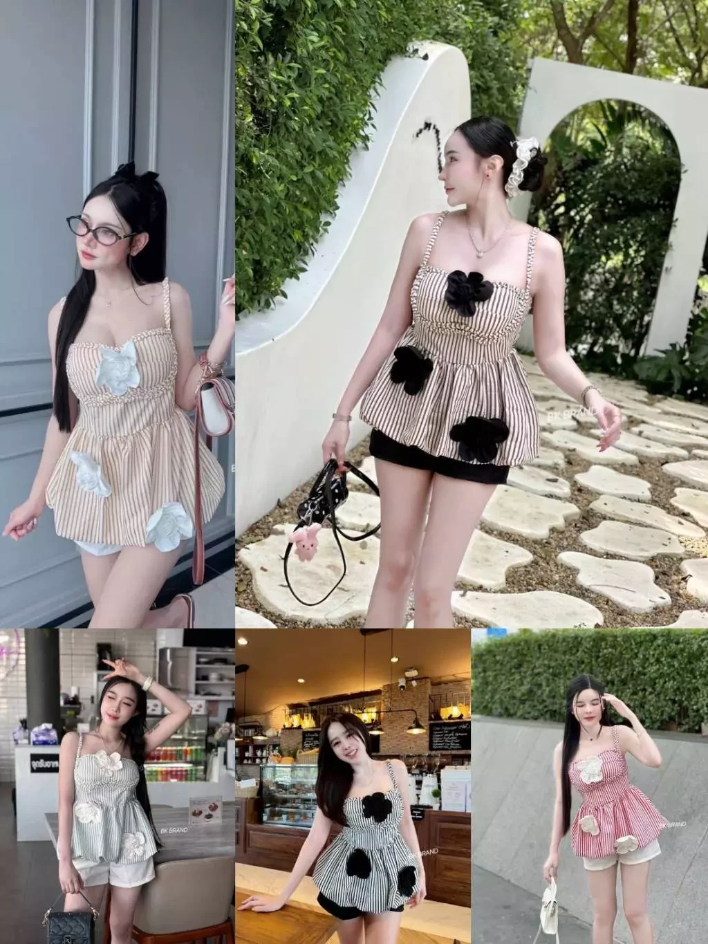 งานเซตสายเปียบอลลูน ติดดอกผ้าริ้วยับงานเสริมฟองน้ำ สม็อคหลัง อก-36