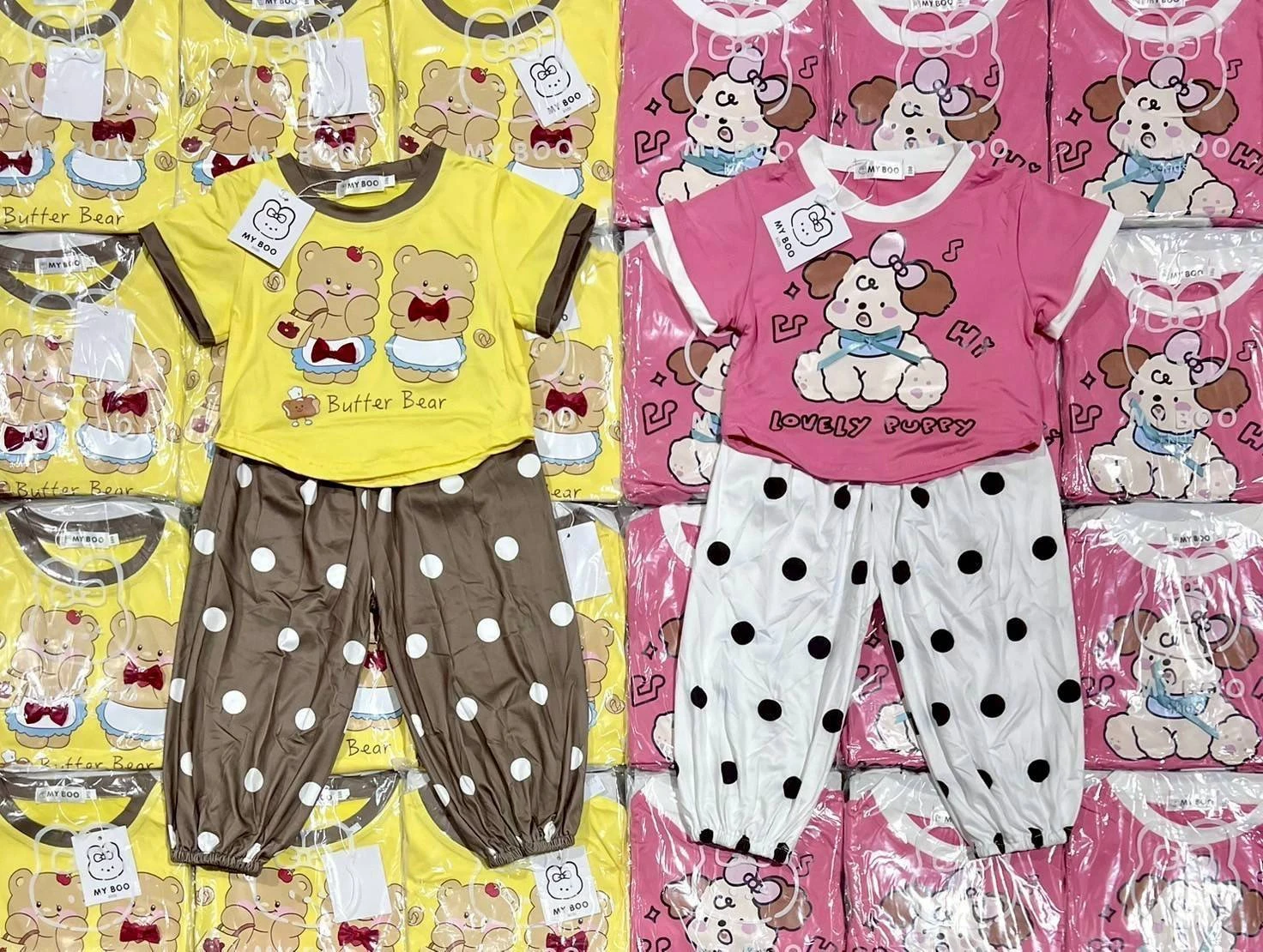 ชุดเซตลูกสาว ลายหมี มี 2 สี เหลือง ชมพู