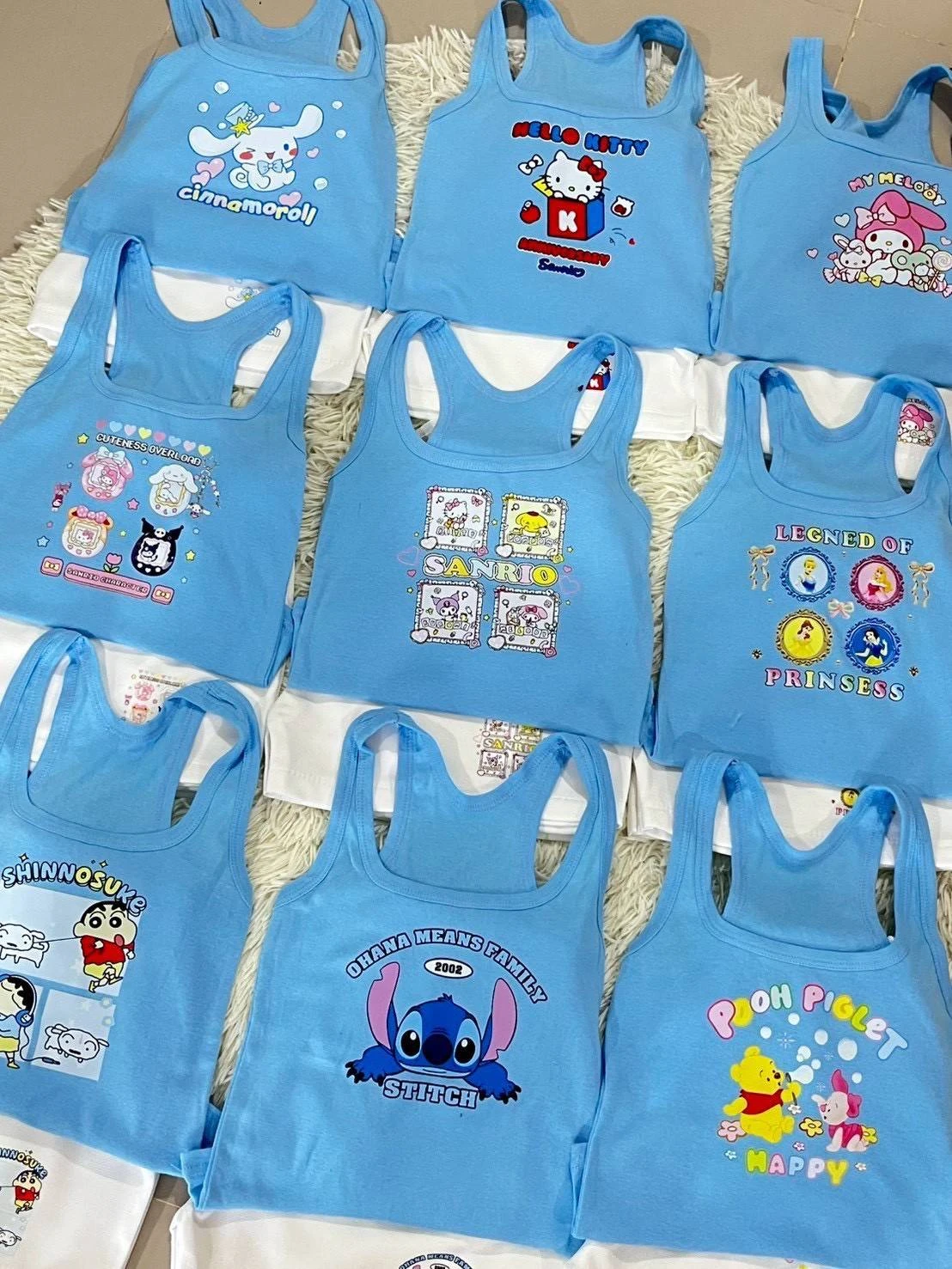 เสื้อกล้ามสีฟ้า+กางเกง