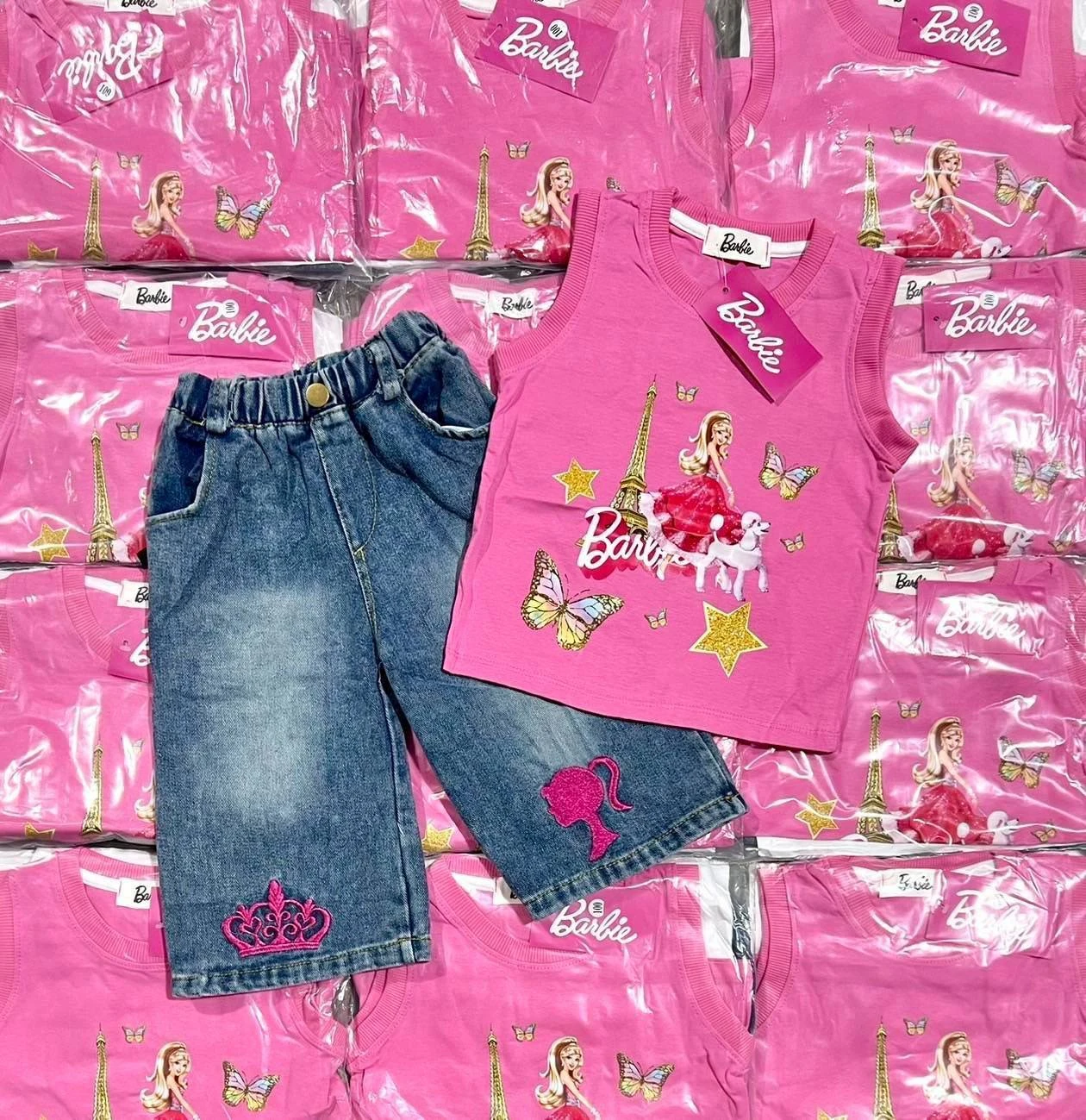 ชุดเซตลูกสาว Barbie กางเกงยีนส์แท้ ขนาด 100-150