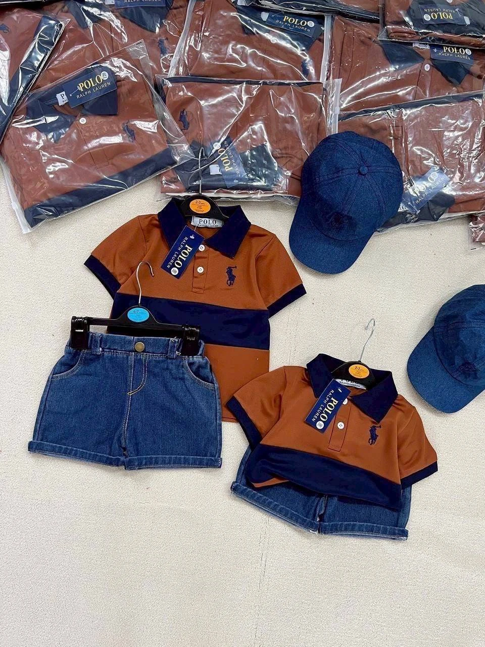 ชุดเซตลูกชาย POLO กางเกงยีนส์แท้มีหมวก ขนาด 100-150