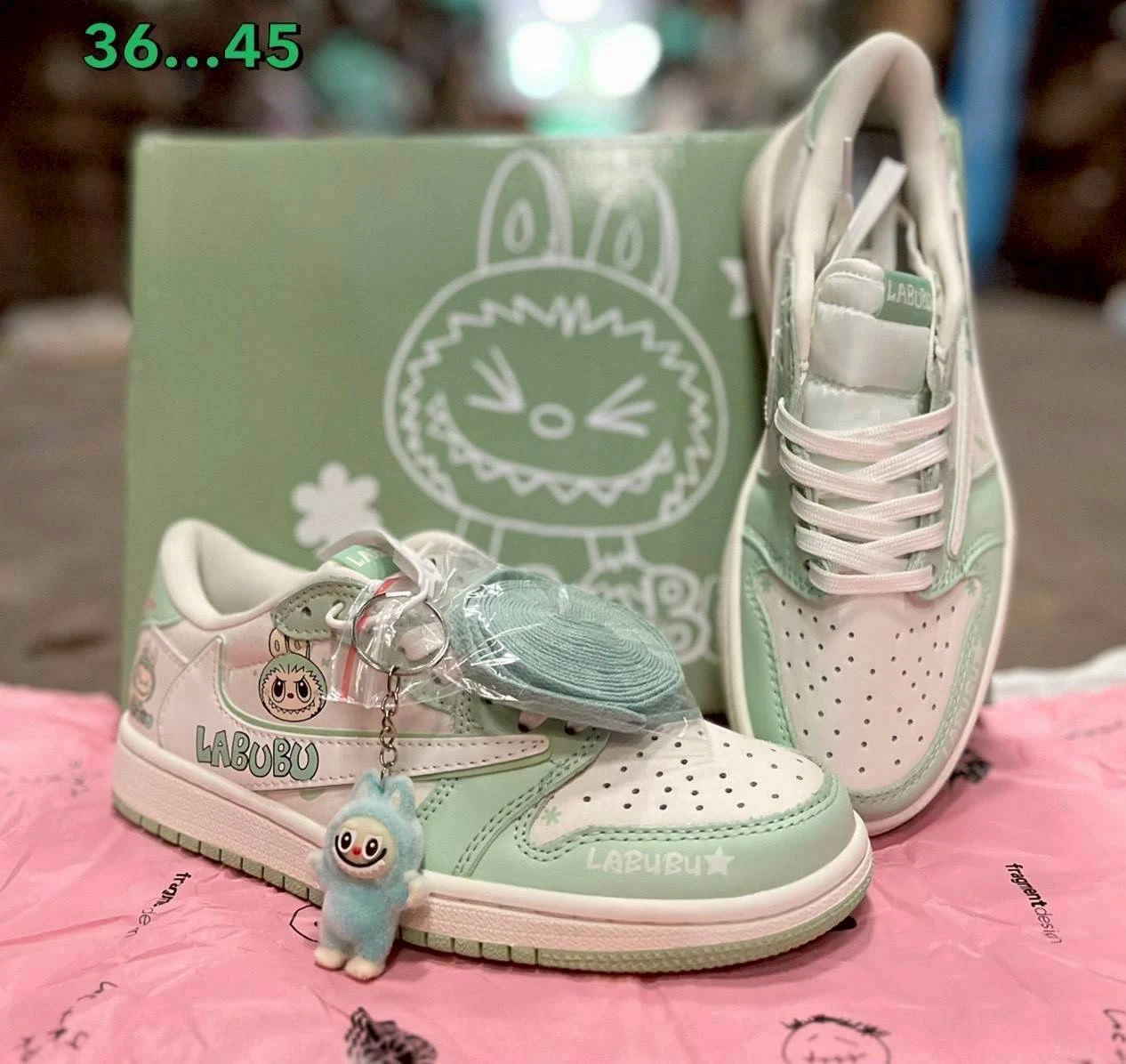 รองเท้าผ้าใบ Nike Labubuเขียว ขนาด 36-45พร้อมกล่อง
