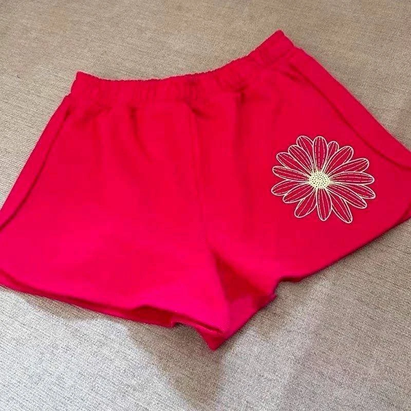 กางเกงขาสั้นลายเดซี่ เนื้อผ้าเกล็ดปลา