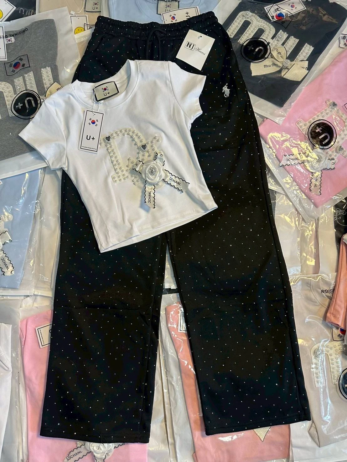 ชุดเซตเสื้องานปักป้ายห้อย กางเกงขายาว