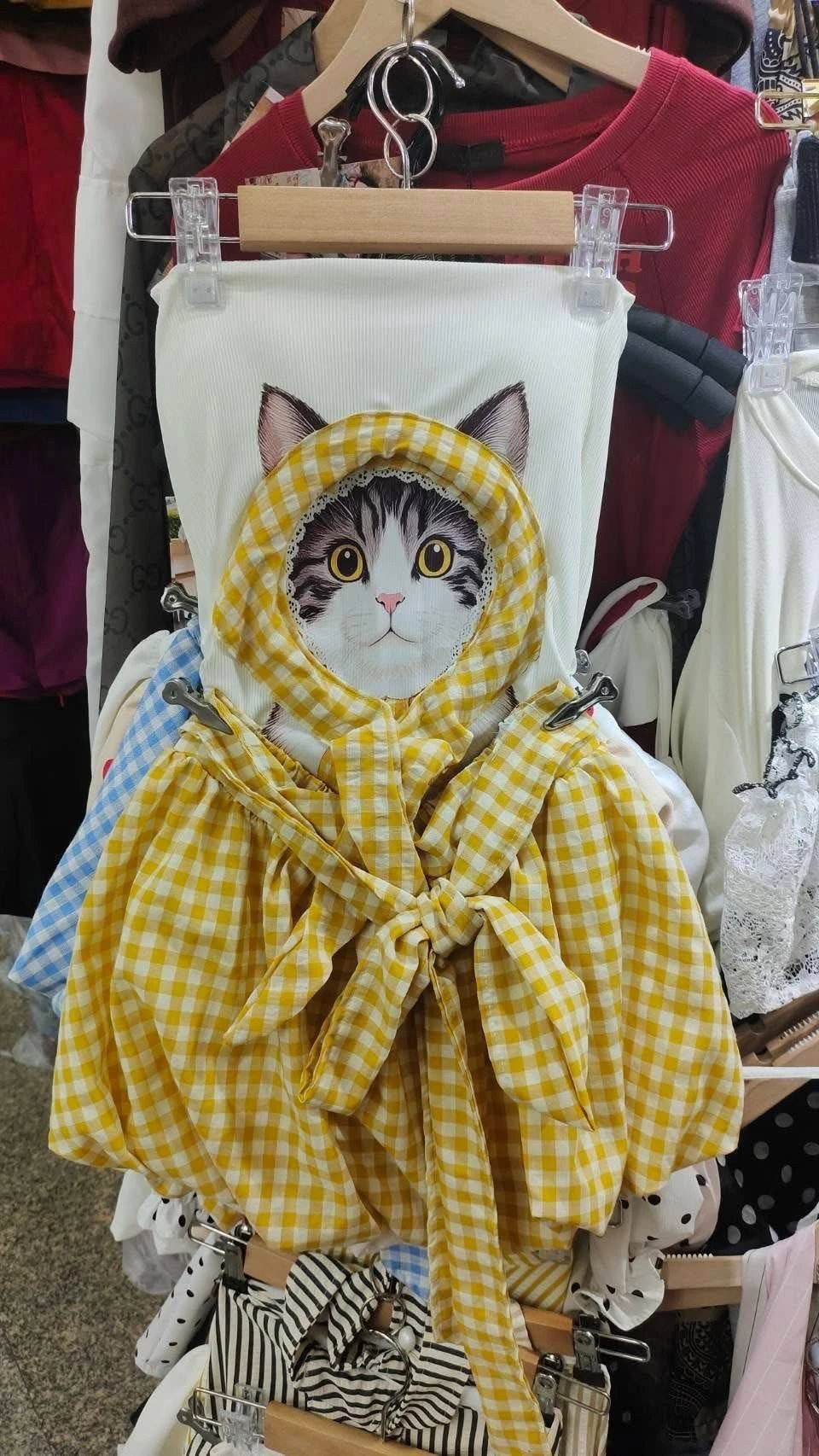 เซตเกาะอกแมวโพกหัวลายสก็อต อก 24-38