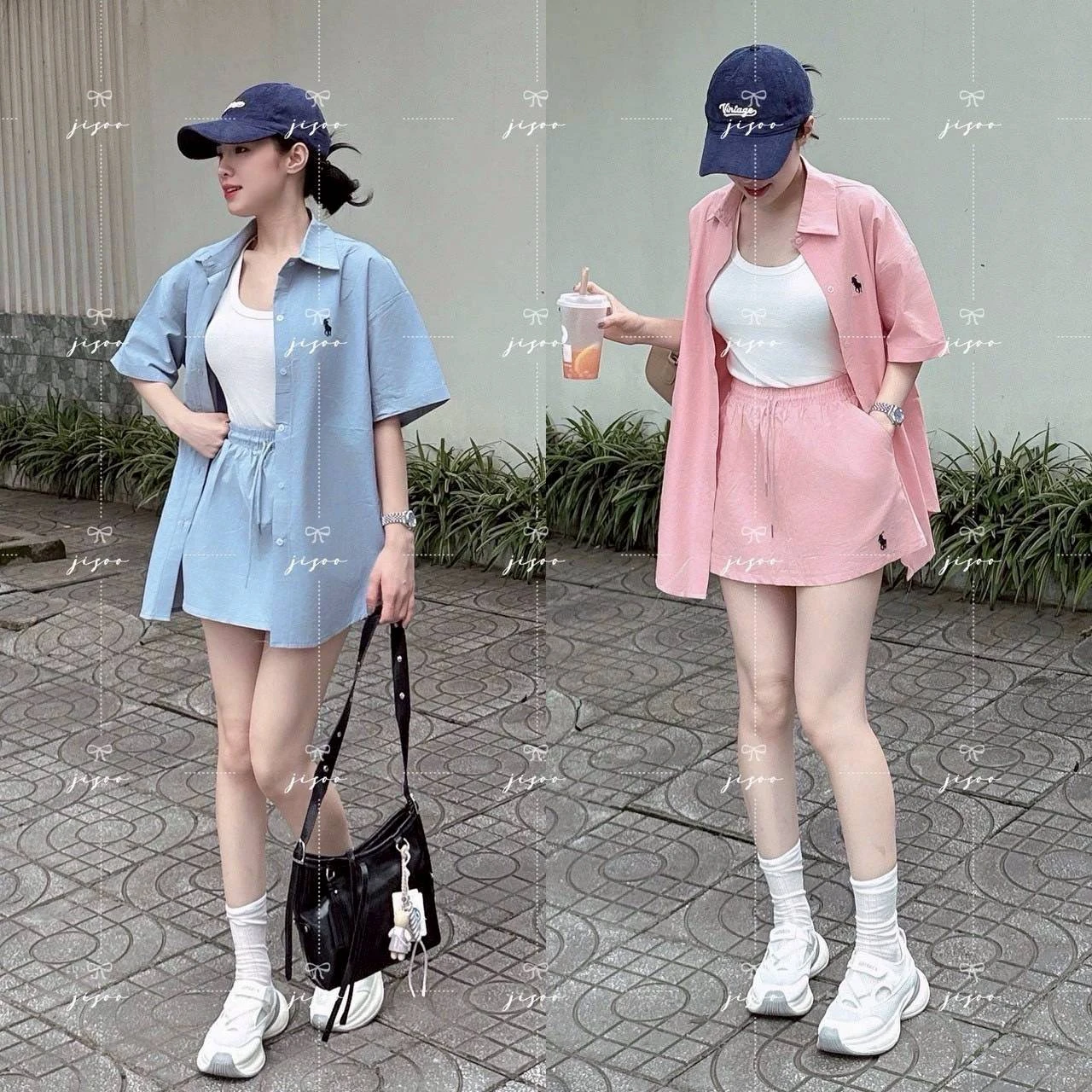 ชุดเซต3 ชิ้น เชิ้ต + สายเดี่ยวขาสั้น  POLO