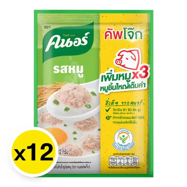 โจ๊กกึ่งสำเร็จรูปคนอร์รสหมู 28กรัม 12ซอง