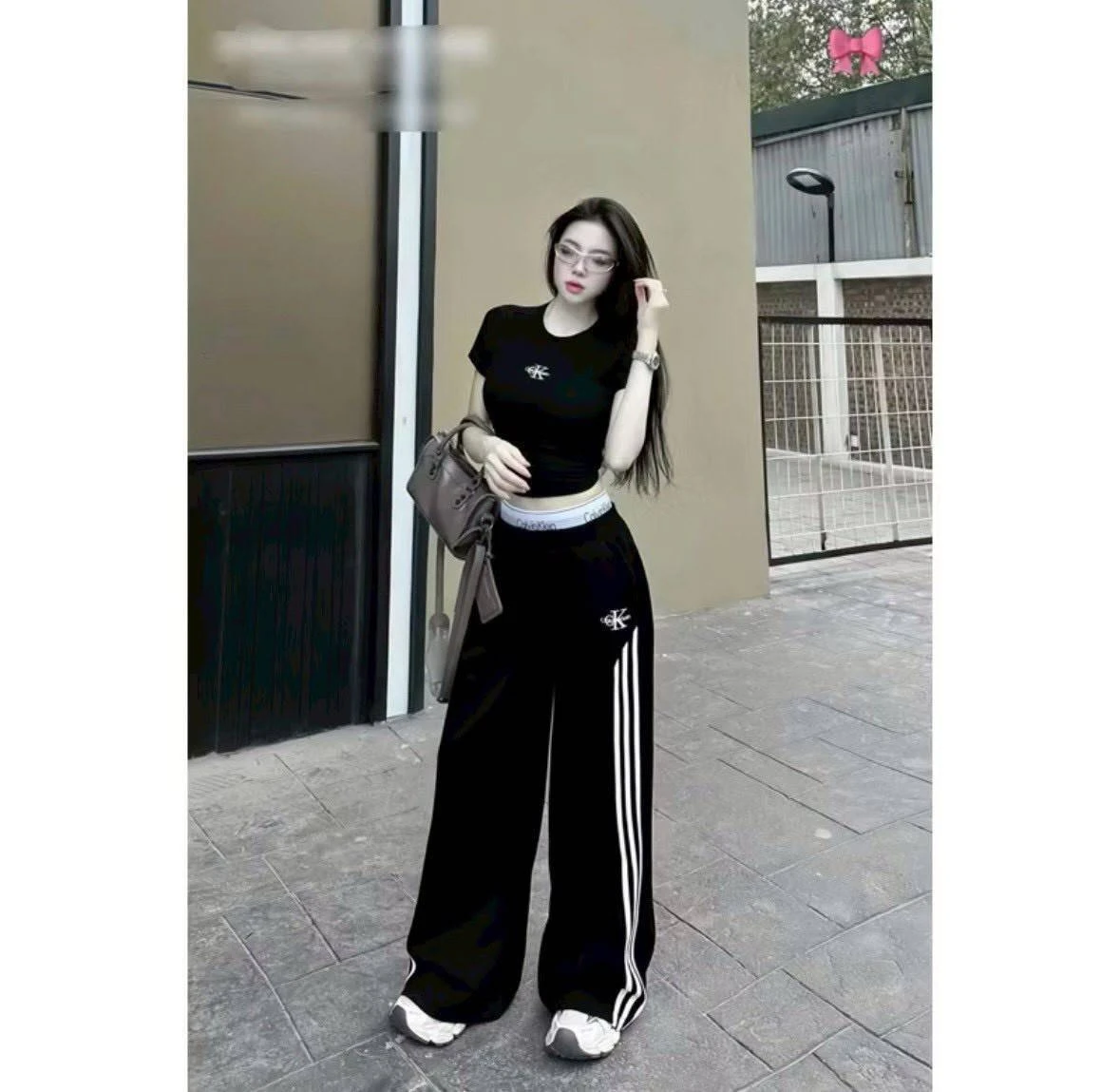ชุดเซตCK เสื้อยืด +กางเกงขายาว ผ้าคอตตอน