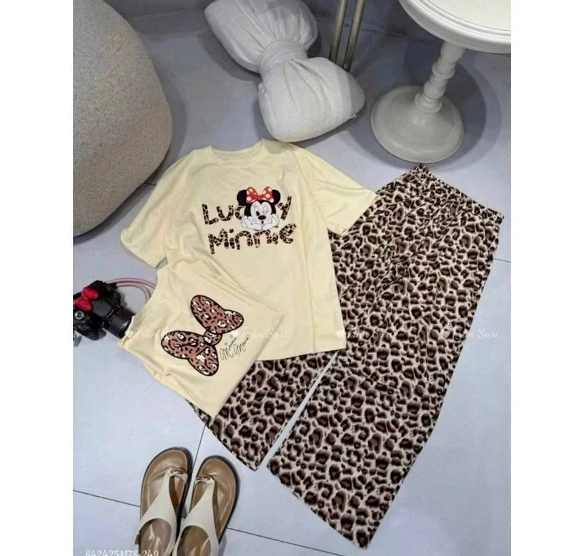 ชุดเซตเสื้อมินนี่+กางเกงลายเสือ