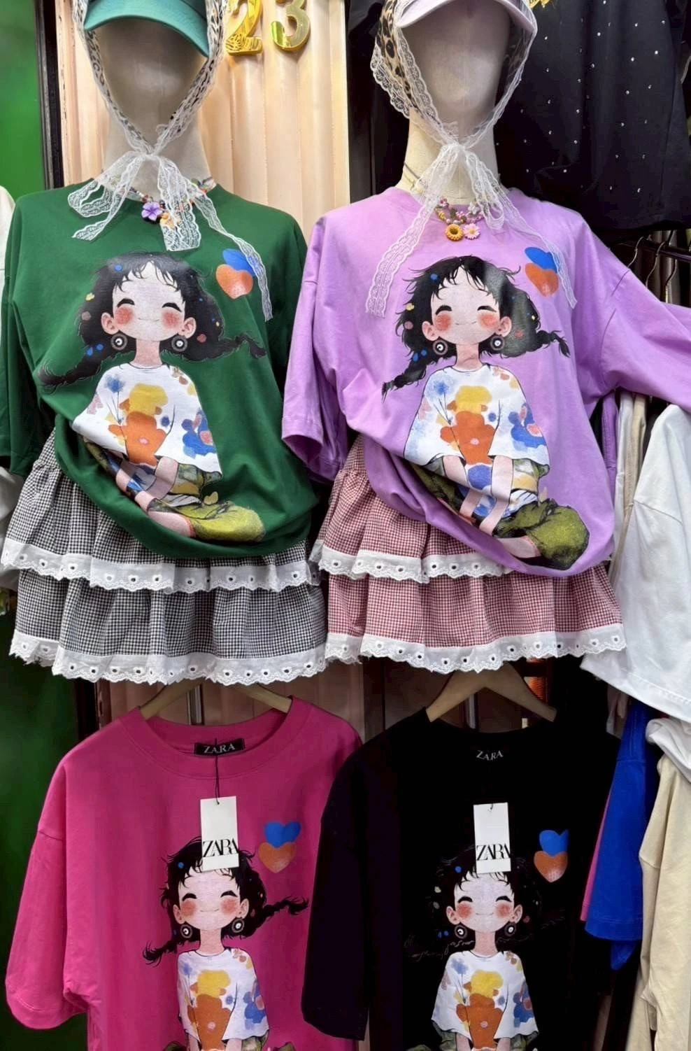 เสื้อยืดโอเวอร์ไซต์เด็กผู้หญิง ผ้าคอตตอน100% อก 42-48