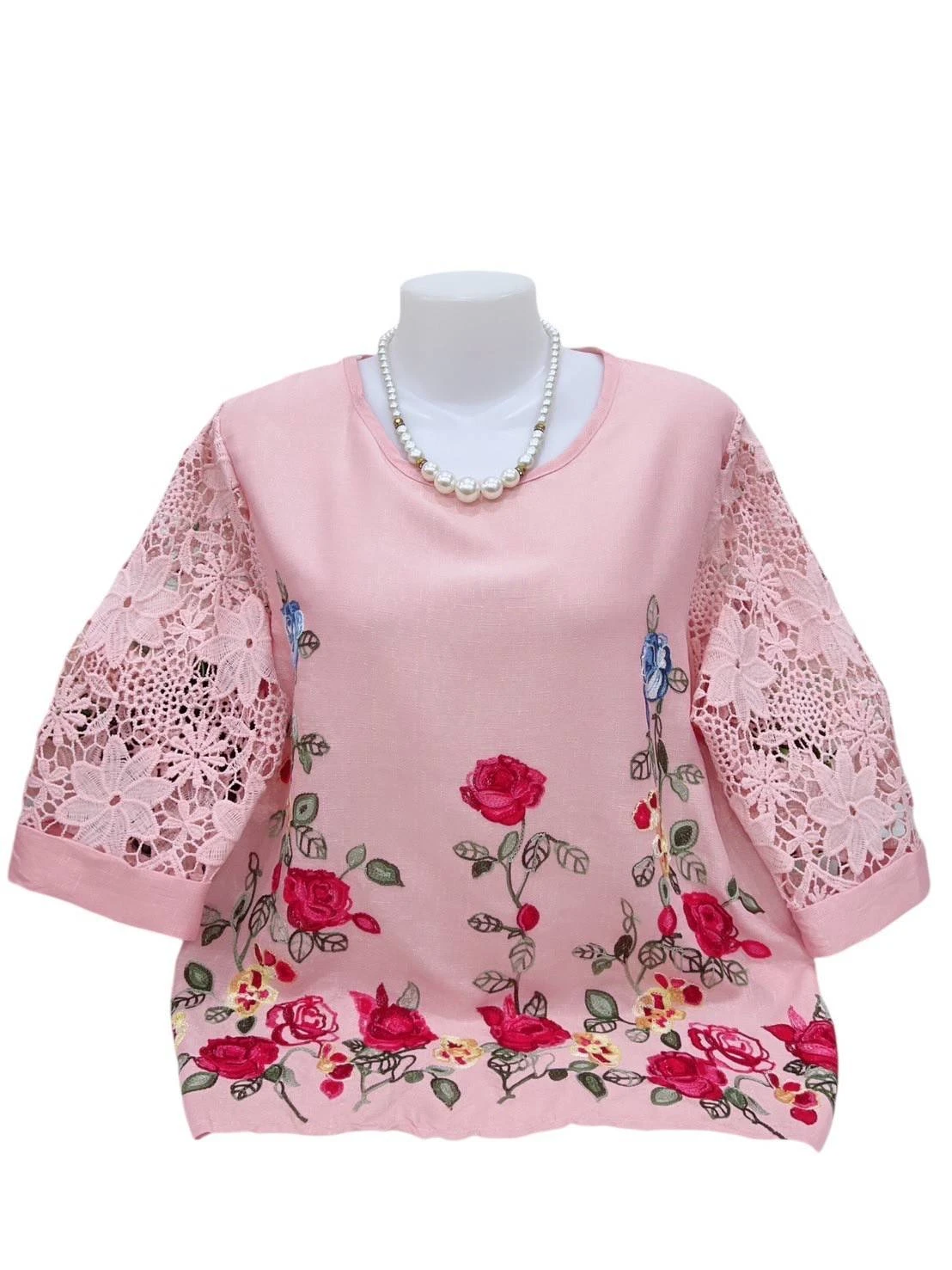 เสื้อคอกลมลายดอกไม้โอรส อก 38-44