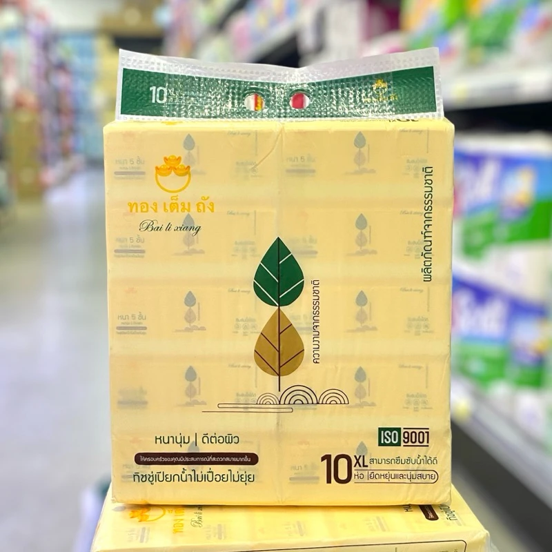 กระดาษทิชชู่ทองเต็มถังเหลือง ไซส์ XL  1 แพ็ค * 10 ห่อ