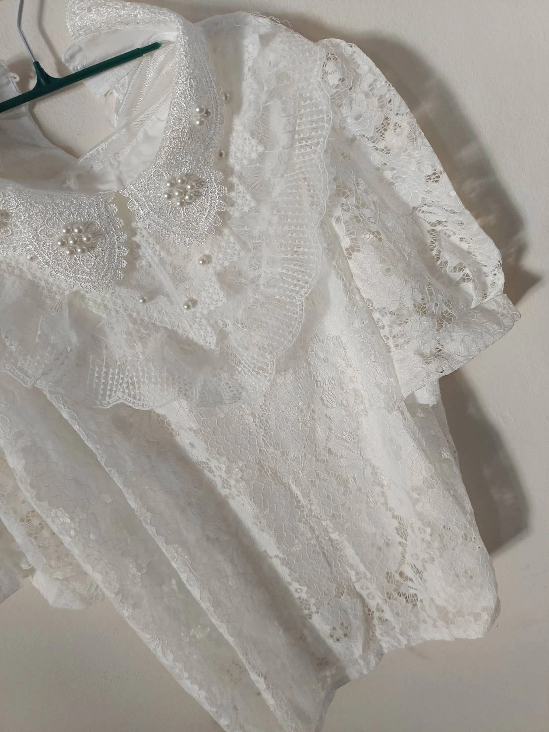 เสื้อลูกไม้ขาวใส่ทำบุญ อก 32-44 ลายที่ 2