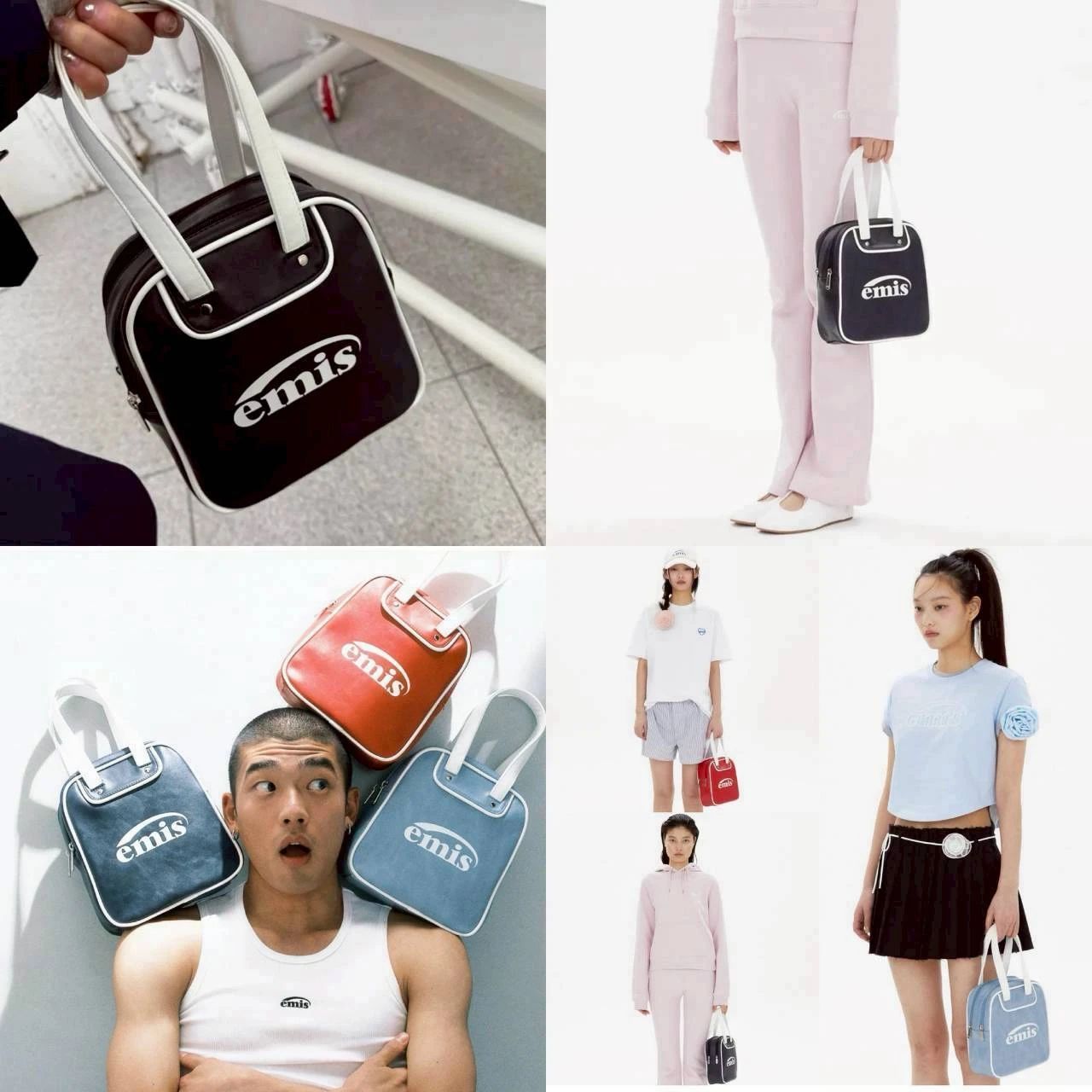 กระเป๋าถือ emis vintage ขนาด 8 นิ้ว สูง 9 นิ้ว