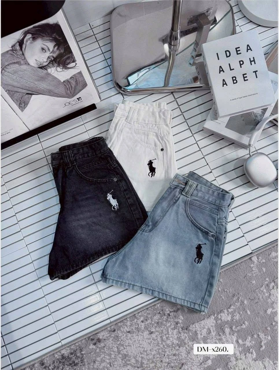 กางเกงยีนส์ขาสั้นpolo มี 3 สี ดำ ยีนส์ ขาว