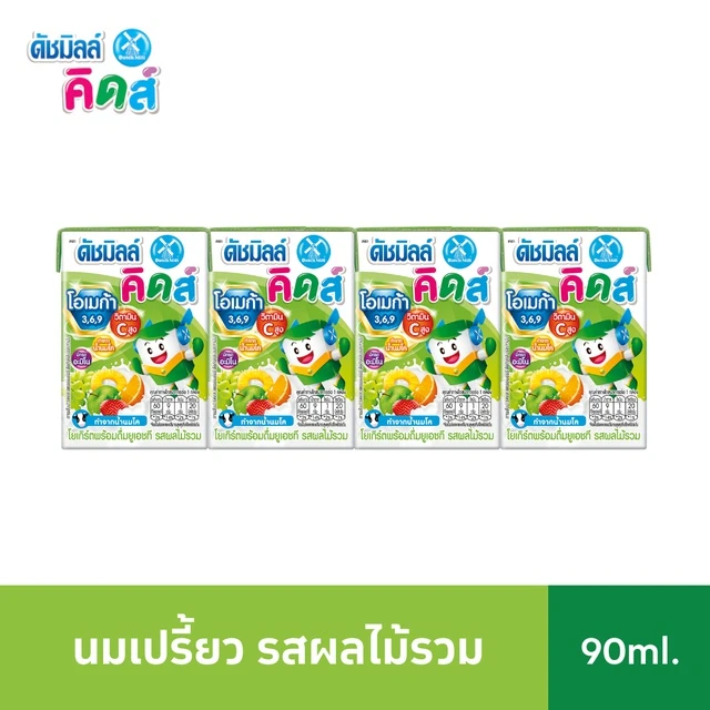 นมดัชมิลล์คิดส์ผลไม้รวม 90มล.x4 กล่อง