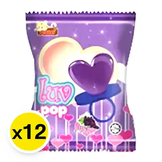 จัสติกลีก อมยิ้มริงป๊อปกลิ่นผลไม้ 10 กรัม 12 ชิ้น