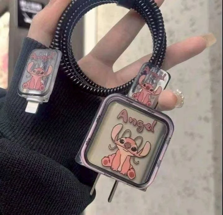 ชุดถนอมสายชาร์จ สำหรับ 18 w 20 w  มี 2 สี ชมพู ฟ้า