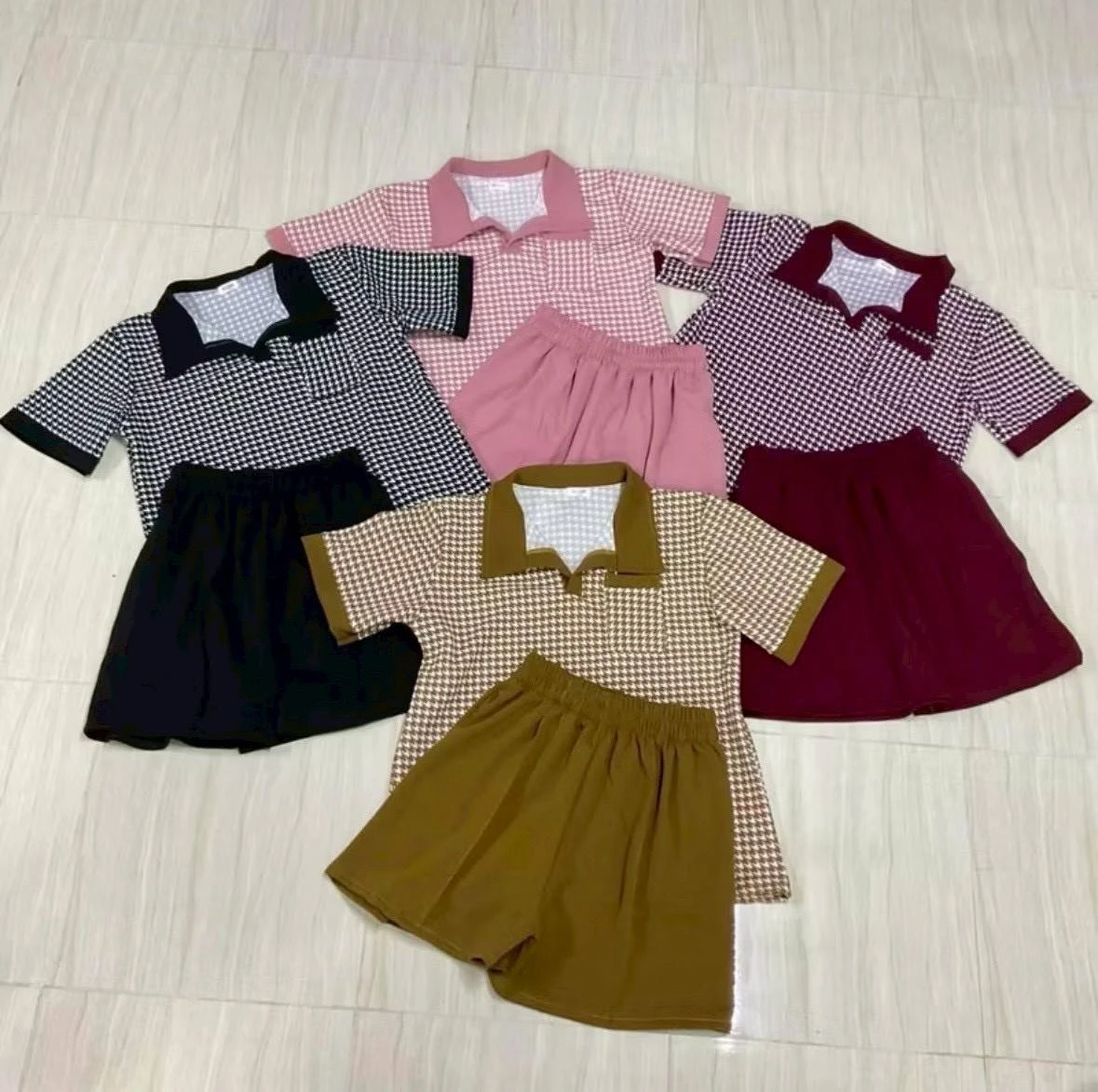 ชุดเซต เสื้อยืดดำ+กางเกงน้ำตาล